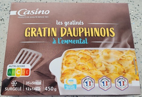 Gratin dauphinois a l’emmental surgelé 450g Casino : photo du produit rappelé le 31/01/2025