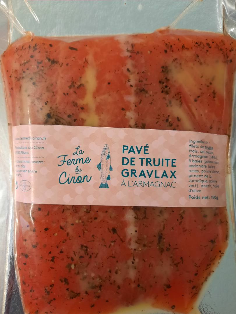 Gravlax de truite a l'armagnac Ferme du Ciron : photo du produit rappelé le 16/02/2022