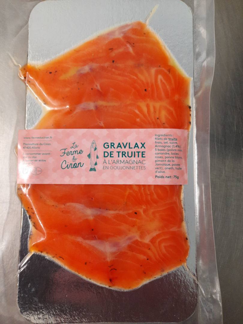 Gravlax de truite a l'armagnac Ferme du Ciron : photo 2 sur 2 du produit rappelé le 16/02/2022