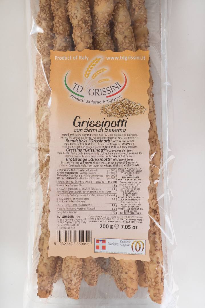 Gressins grissinotti aux graines de sésame TD Grissini : photo du produit rappelé le 04/05/2021