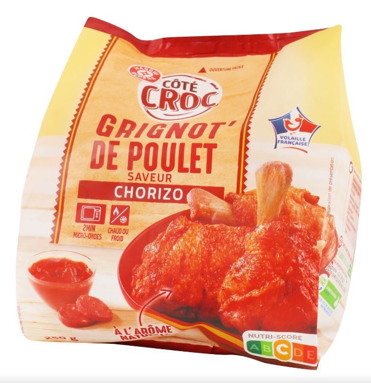 Grignot’ de poulet saveur chorizo Cote Croc : photo du produit rappelé le 10/01/2023