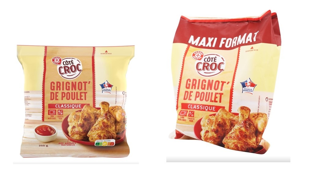 Grignottes de poulet classique (nature) en formats 250 g et 500 g Côte Croc : photo du produit rappelé le 31/10/2024