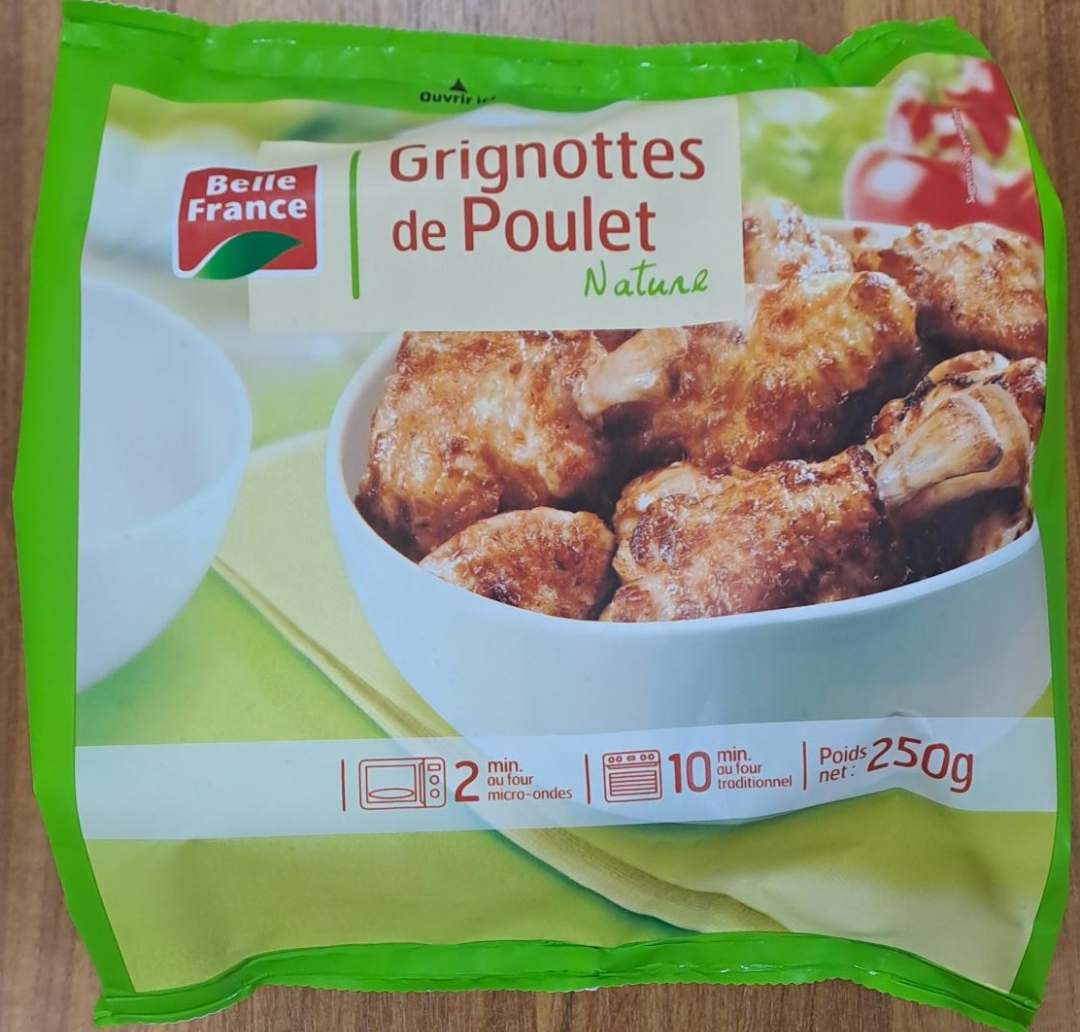 Grignottes de poulet nature Belle France : photo du produit rappelé le 02/02/2026