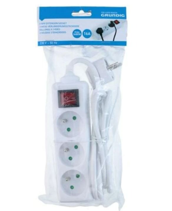 Grundig rallonge à 3 voies avec interrupteur : photo du produit rappelé le 23/01/2024
