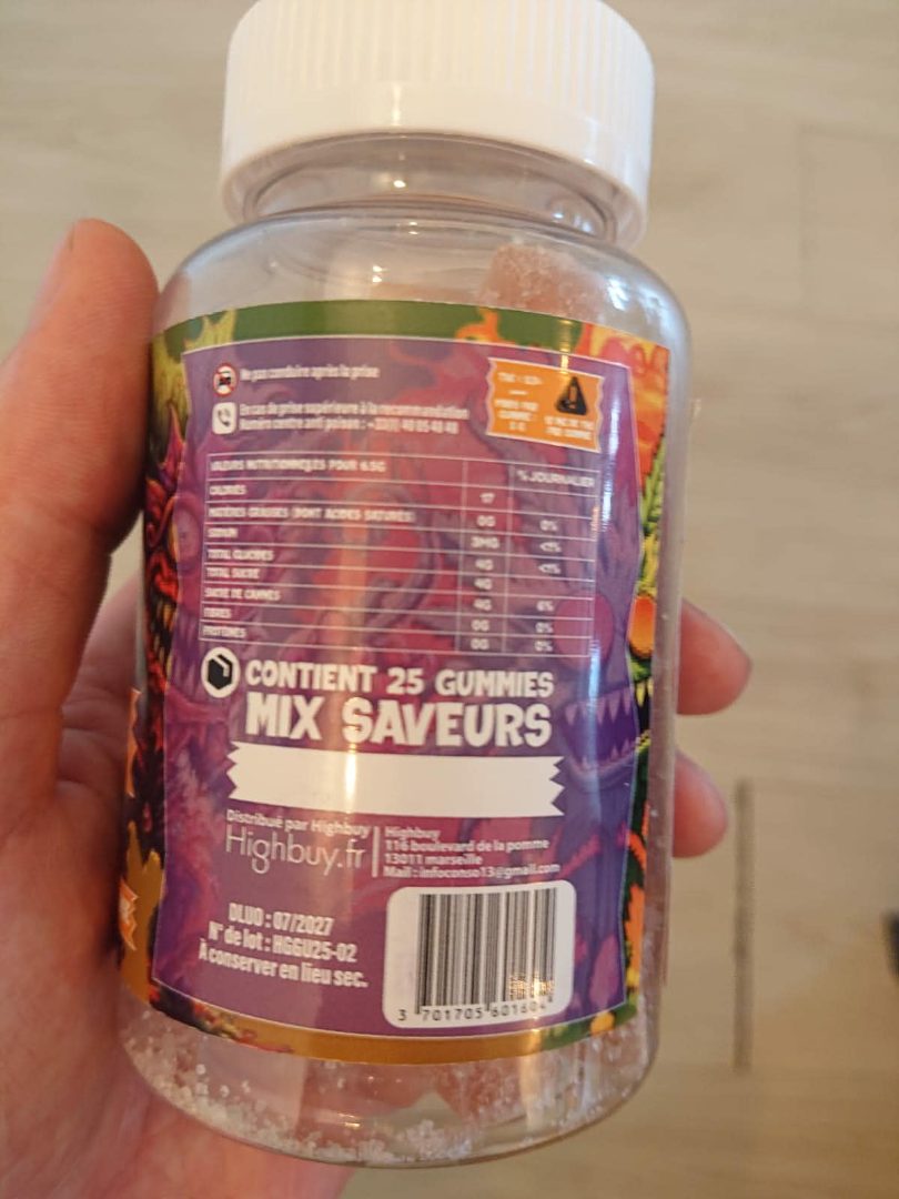 Gummies THC 0.3 Happy Ganja : photo 3 sur 3 du produit rappelé le 24/03/2026