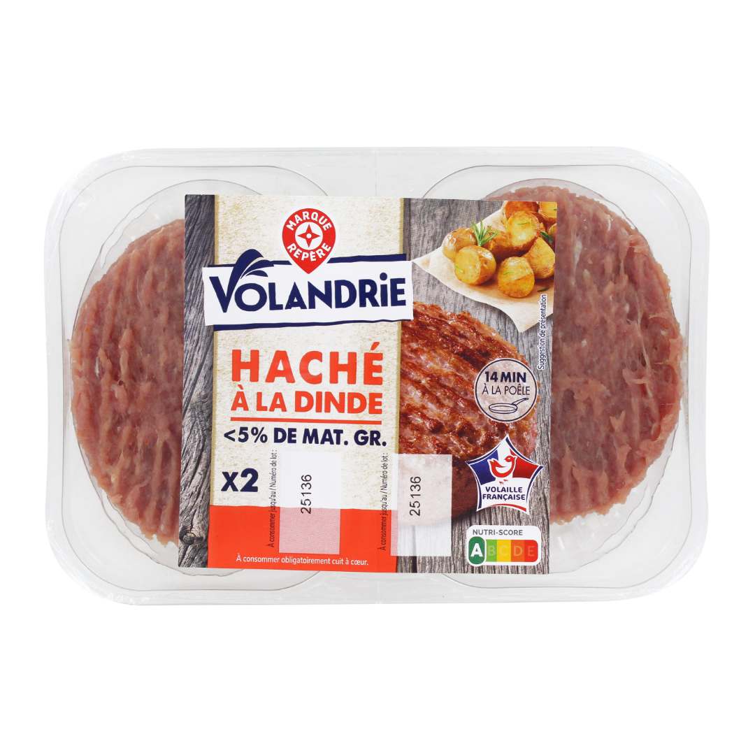 Haché a la dinde x2 240g Volandrie : photo du produit rappelé le 06/10/2025
