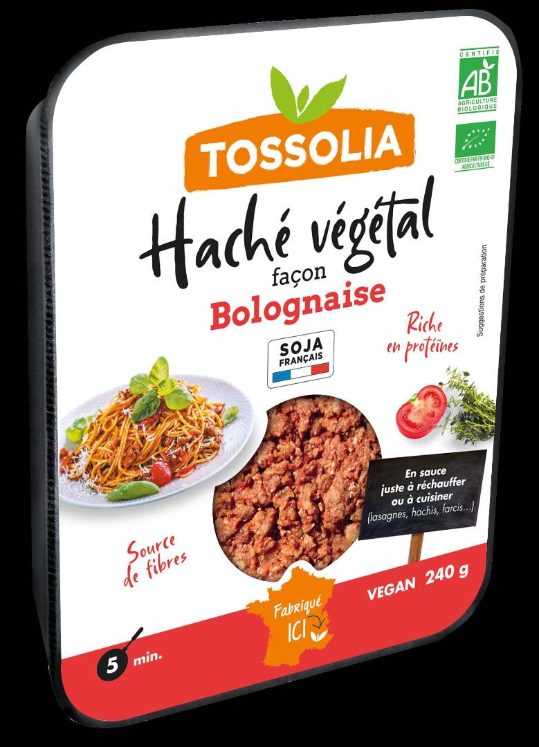 Hache vegetal facon bolognaise 240g Tossolia : photo du produit rappelé le 21/10/2025