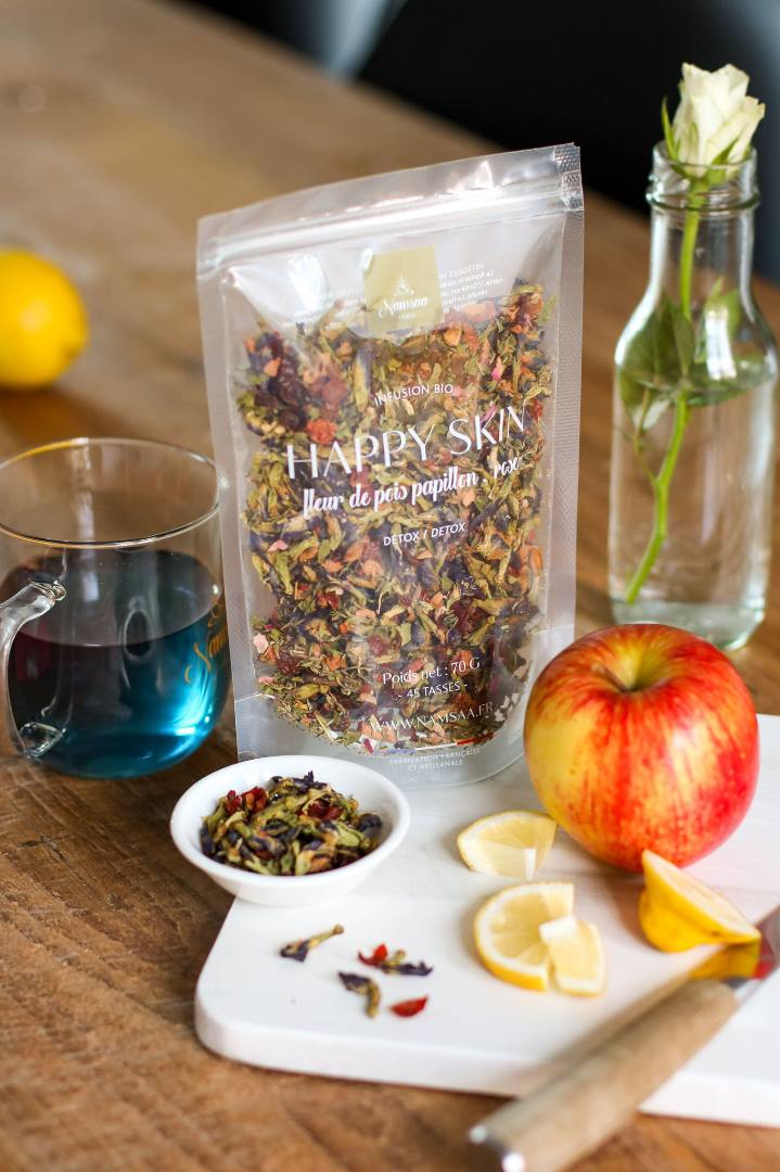 Happy skin - infusion détox - rose / fleur de pois papillon bio Namsaa : photo du produit rappelé le 21/08/2024
