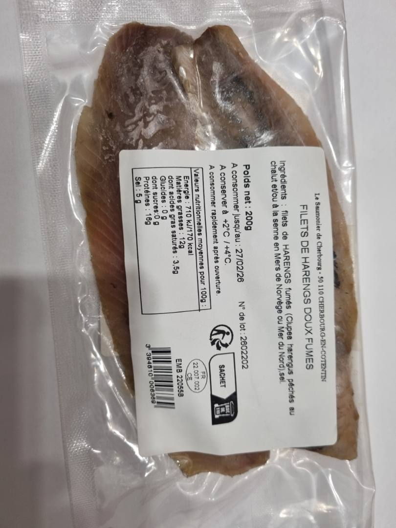 Harengs fumés Le Saumonier de Cherbourg : photo du produit rappelé le 02/02/2026