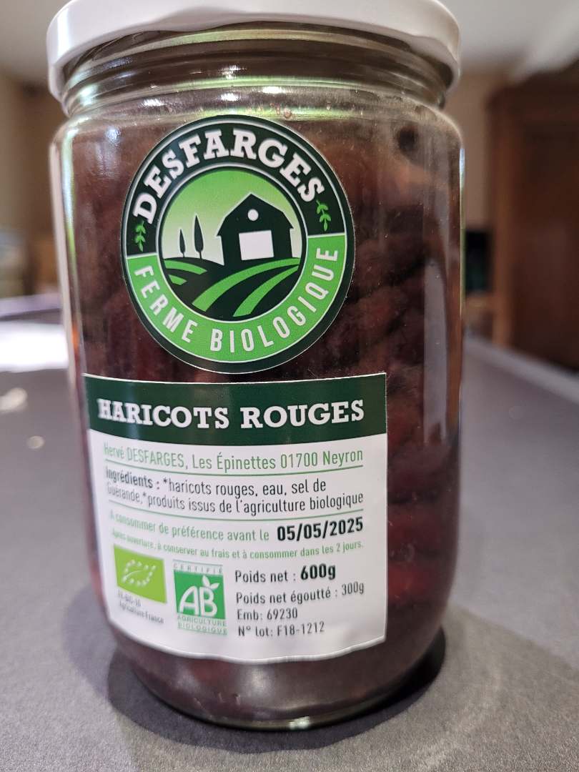 Haricot rouge en conserve Desfarges : photo du produit rappelé le 16/05/2023