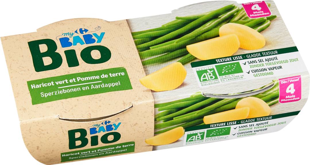 Haricot vert et pomme de terre bol 2 x 120g My Carrefour Baby BIO : photo du produit rappelé le 30/11/2022