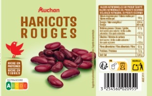 Haricots rouge 265g Auchan : photo du produit rappelé le 26/06/2026