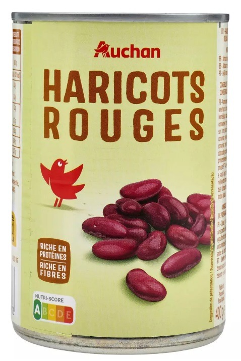 Haricots rouges Auchan : photo du produit rappelé le 30/08/2024
