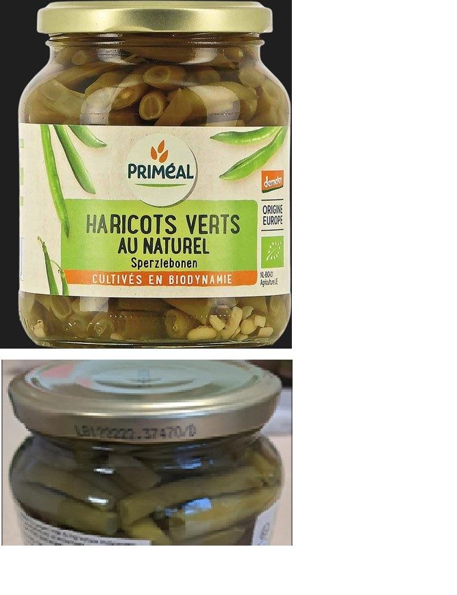 Haricots verts bio & demeter 340g Primeal : photo du produit rappelé le 06/11/2023