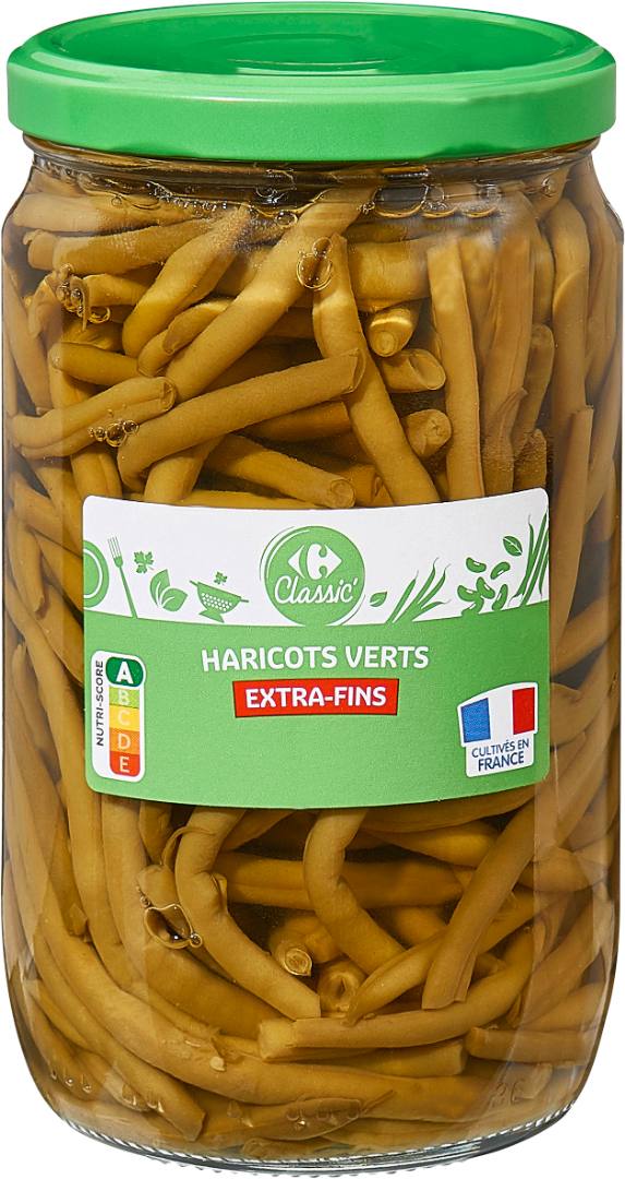 Haricots verts extra fins Carrefour Classic : photo du produit rappelé le 29/10/2021