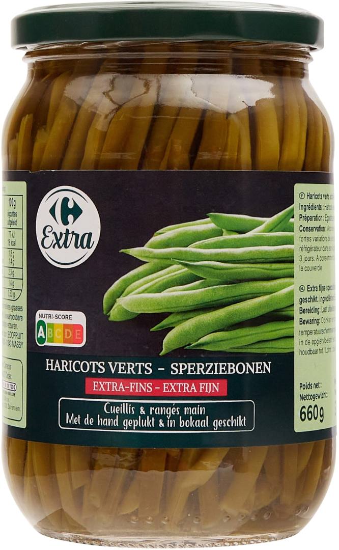 Haricots verts – extra-fins cueillis & rangés main Carrefour Extra : photo du produit rappelé le 17/02/2025