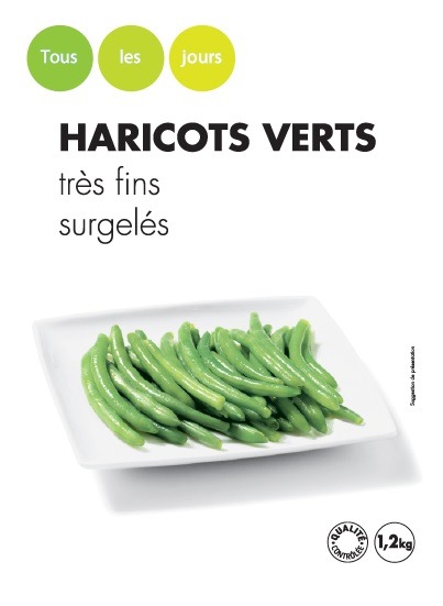 Haricots verts très fins surgelés 1,2kg tous les jours : photo du produit rappelé le 08/11/2022