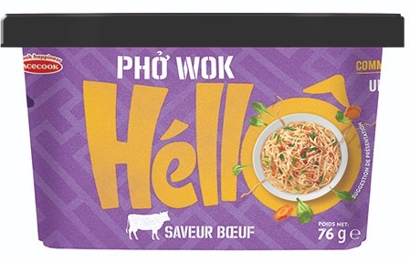 Hello cup-wok nouille de riz saveur boeuf 76gr acecook par 12 : photo du produit rappelé le 02/12/2021