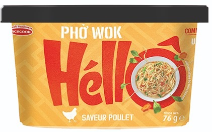 Hello cup-wok nouille de riz saveur poulet 76gr acecook par 12 : photo du produit rappelé le 02/12/2021