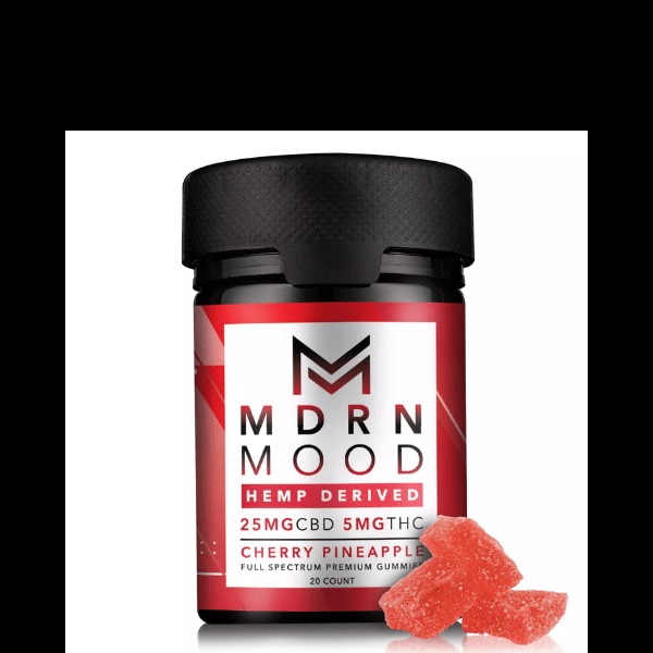 Hemp derived 25mg CBD 5mg THC cherry pineapple full spectrum MDRN Mood : photo du produit rappelé le 31/07/2025