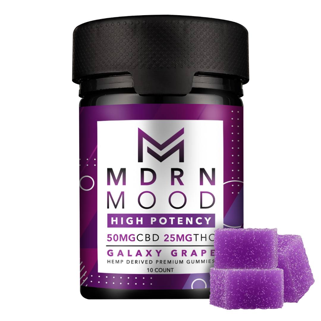 Hemp derived 50mg CBD 25mg THC galaxy grape full spectrum premium MDRN Mood : photo du produit rappelé le 01/08/2025