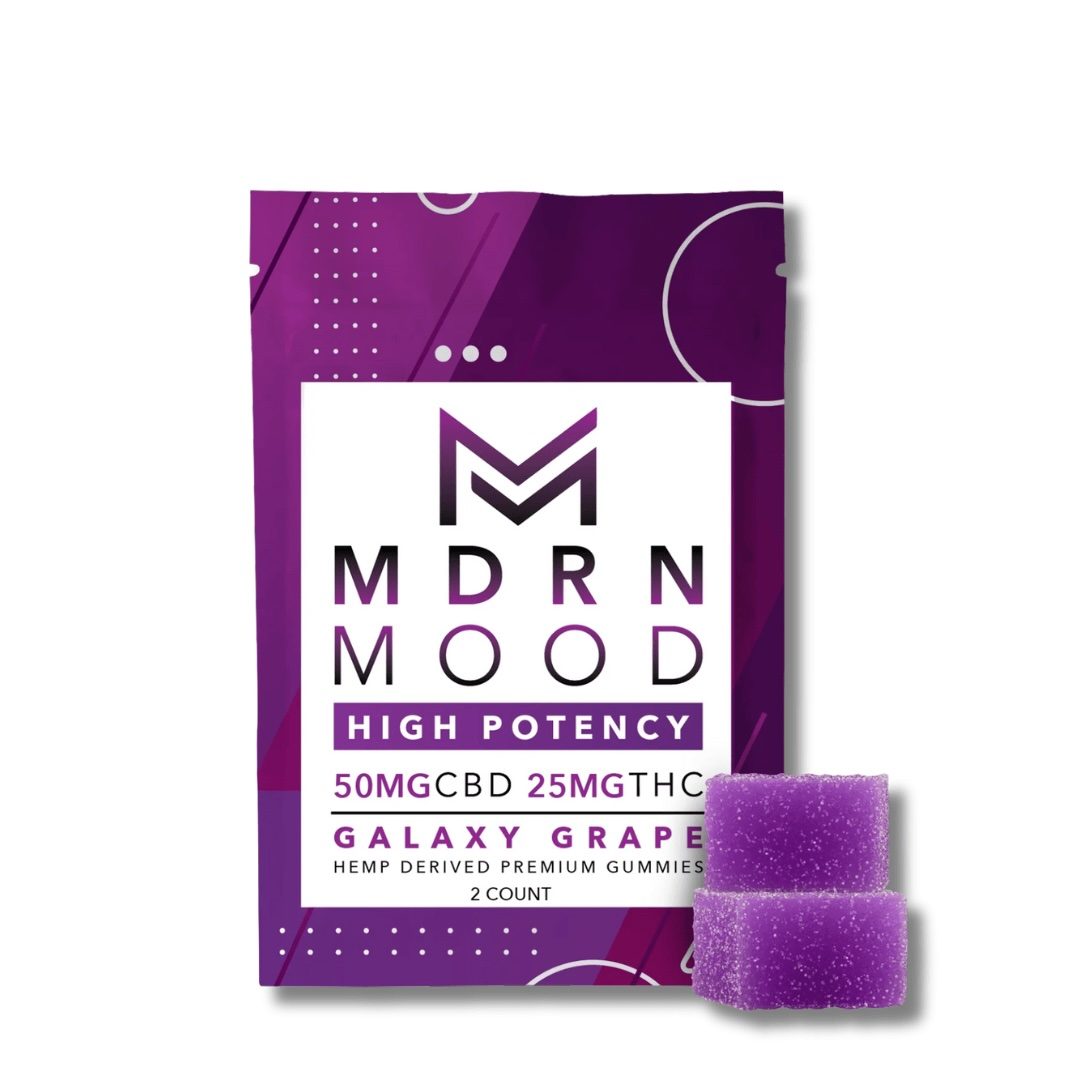 Hemp derived 50mg CBD 25mg THC galaxy grape full spectrum premium MDRN Mood : photo 2 sur 2 du produit rappelé le 01/08/2025