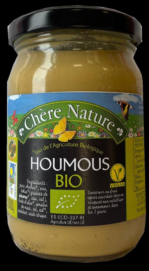 Houmous bio chere nature : photo du produit rappelé le 05/07/2021