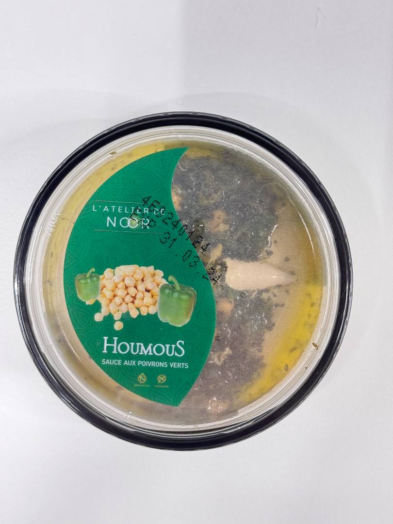 Houmous sauce aux poivrons verts L'Atelier de Noor : photo du produit rappelé le 19/02/2024