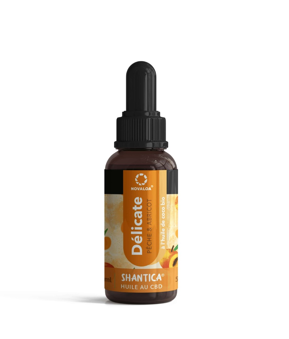 Huile délicate CBD large spectre 50% pêche/abricot Novaloa : photo du produit rappelé le 13/11/2023