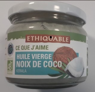 Huile vierge noix de coco Ethiquable : photo du produit rappelé le 15/09/2026