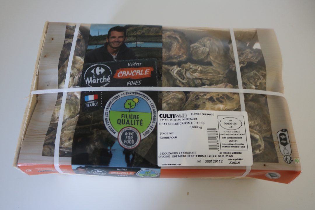 Huitres fines de cancale n°3 Filière Qualité Carrefour : photo du produit rappelé le 10/01/2024