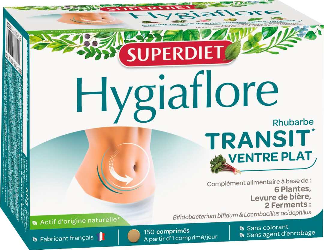 Hygiaflore transit 150 comprimes Superdiet : photo du produit rappelé le 06/02/2023