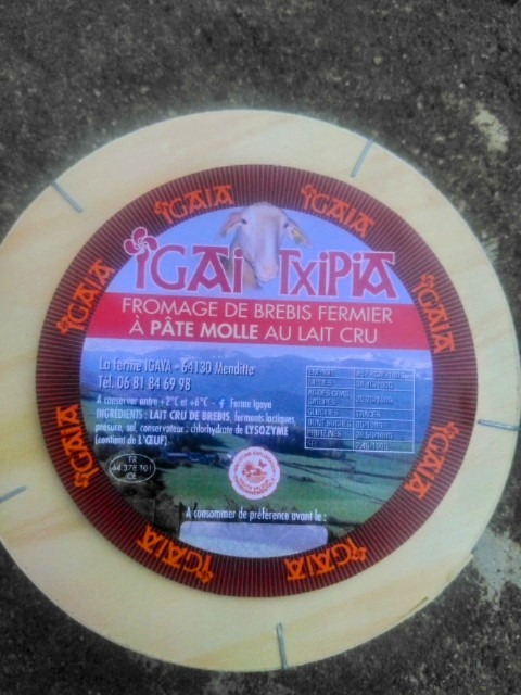 Igaitxipia fromage de brebis fermier à pâte molle au lait cru : photo du produit rappelé le 10/07/2024