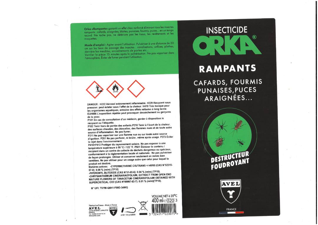 Insecticide rampamts Orka : photo 3 sur 3 du produit rappelé le 20/12/2024