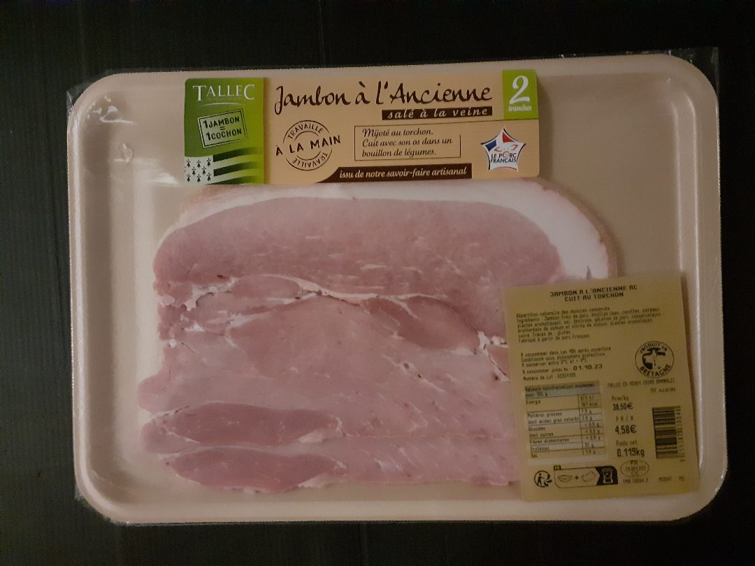 Jambon a l'ancienne ac cuit au torchon Tallec : photo du produit rappelé le 04/09/2023