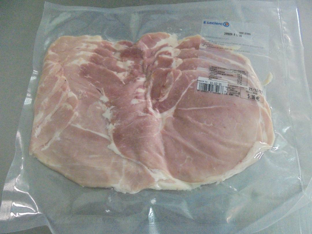 Jambon a l'os E.Leclerc Outreau : photo du produit rappelé le 15/12/2021