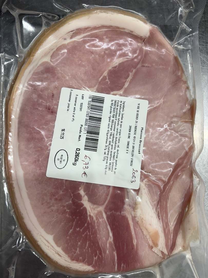 Jambon blanc tranché par 4 tranches Maison Brosset : photo du produit rappelé le 13/11/2025
