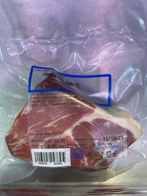 Jambon cru italien Négroni : photo du produit rappelé le 09/10/2023