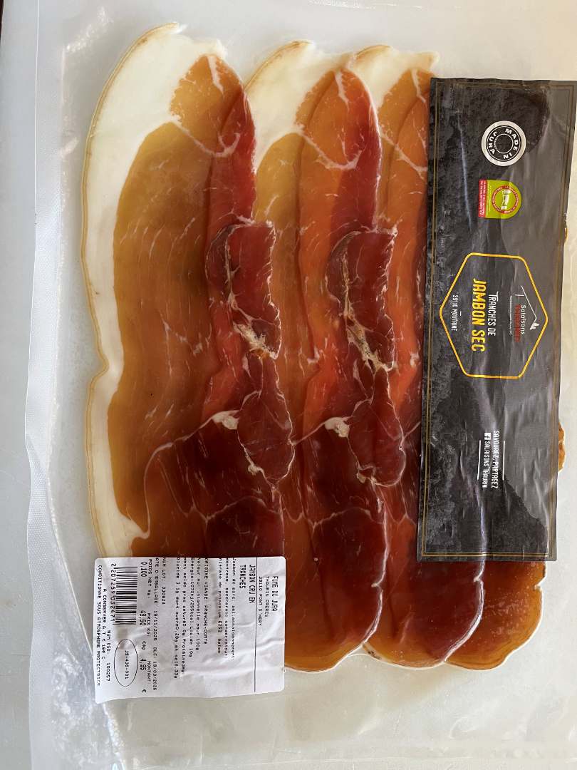 Jambon cru non fumé Salaisons Thaurin : photo du produit rappelé le 21/04/2026