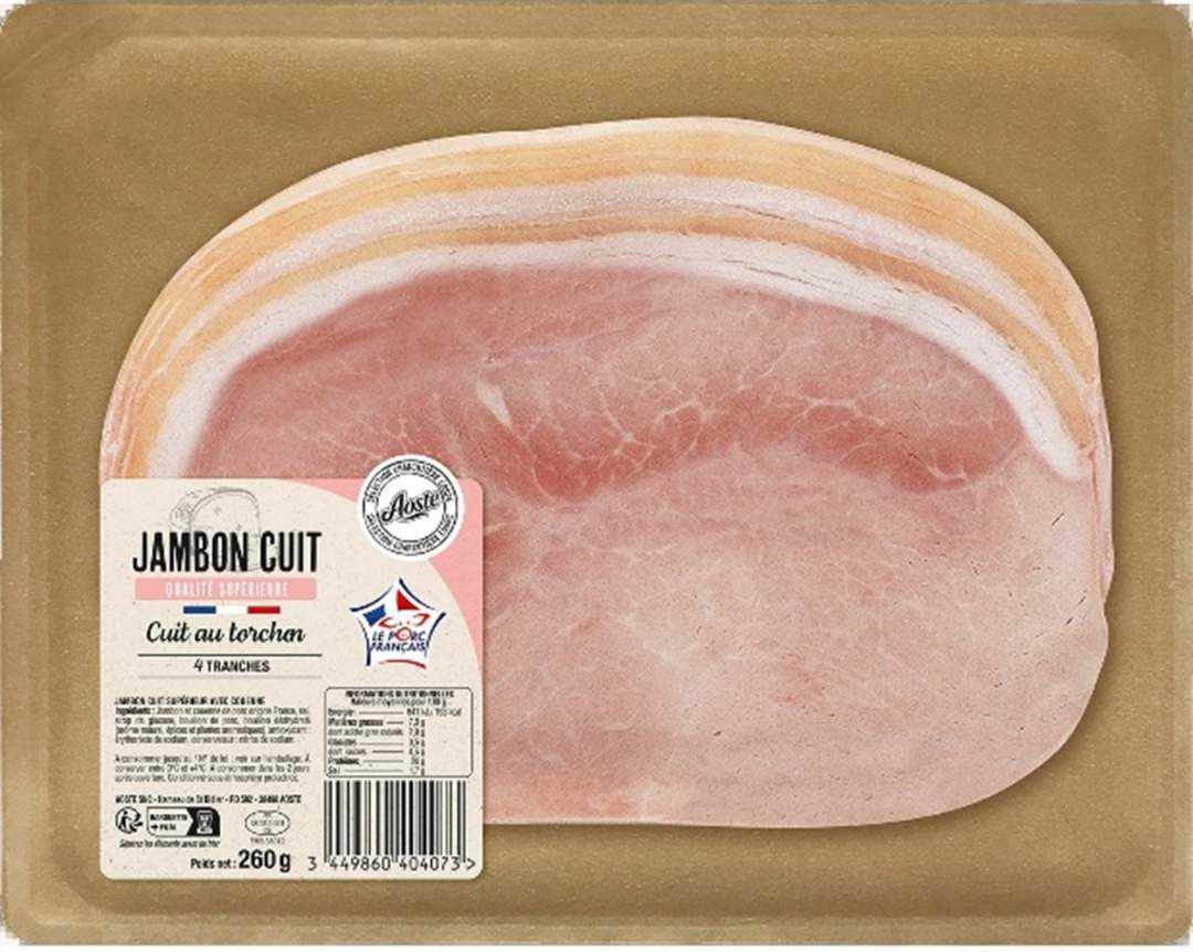 Jambon cuit au torchon aoste 4t 260g : photo du produit rappelé le 06/03/2026