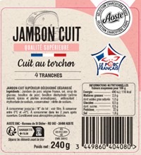 Jambon cuit au torchon qualite superieure découenné dégraissé vpf Aoste : photo du produit rappelé le 21/10/2025