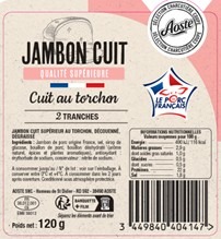 Jambon cuit au torchon qualite superieure découenné dégraissé vpf Aoste : photo du produit rappelé le 21/10/2025