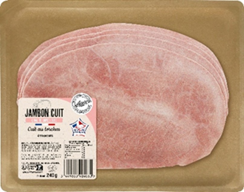 Jambon cuit au torchon sans couenne aoste 4 tranches 240g : photo du produit rappelé le 06/03/2026