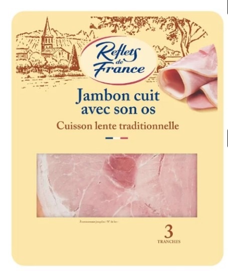 Jambon cuit avec son os Reflets de France : photo du produit rappelé le 21/08/2026