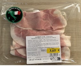Jambon cuit italien : photo du produit rappelé le 30/03/2026