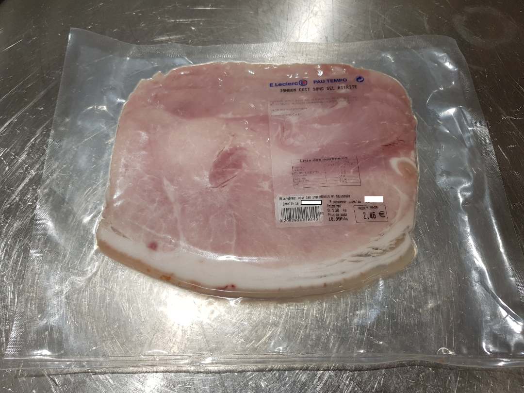 Jambon cuit sans sel nitrite : photo du produit rappelé le 12/05/2021