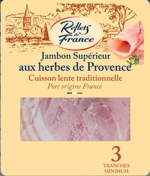 Jambon cuit superieur aux herbes de provence Reflets de France : photo du produit rappelé le 03/03/2025