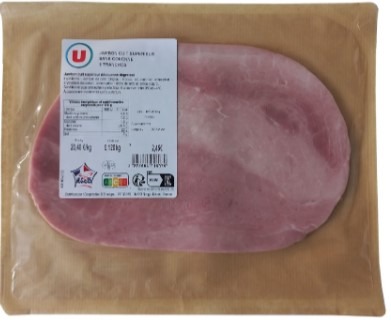 Jambon cuit superieur degraisse decouenne vpf u 2 tranches 120g : photo du produit rappelé le 28/10/2024