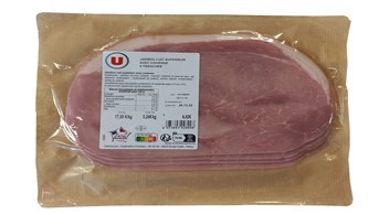 Jambon cuit superieur u avec couenne et jambon cuit superieur u decouenne : photo du produit rappelé le 15/02/2023