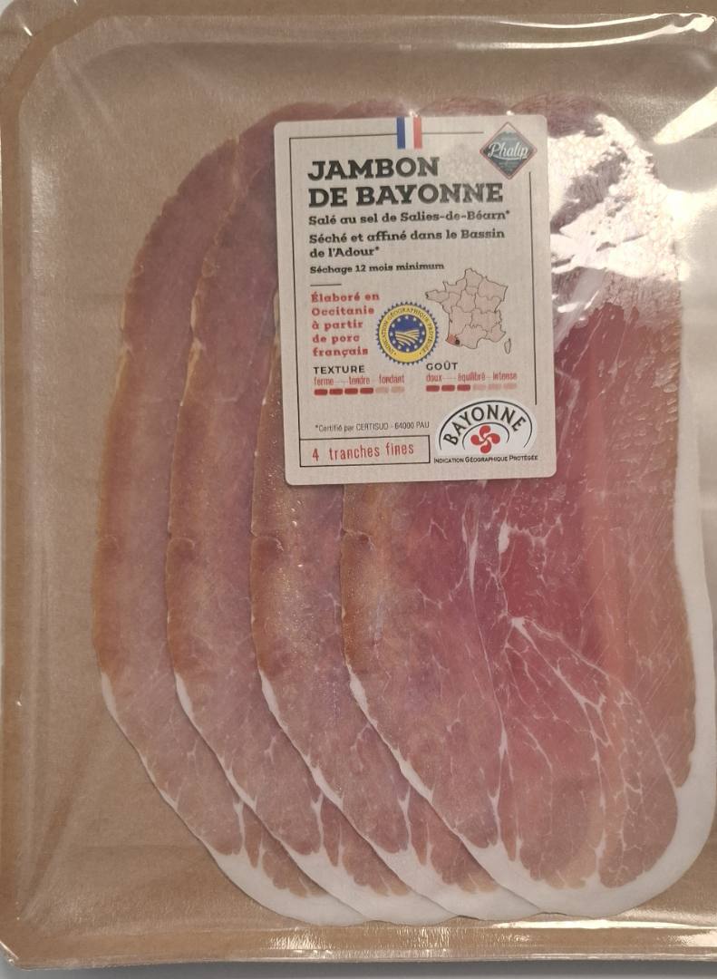 Jambon de bayonne IGP - 4 tranches 80g 12 mois Maison Phalip : photo du produit rappelé le 15/07/2026